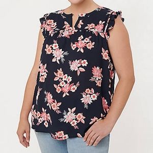 NWT Loft Zinnia Ruffle Sleeve Split Neck Shell